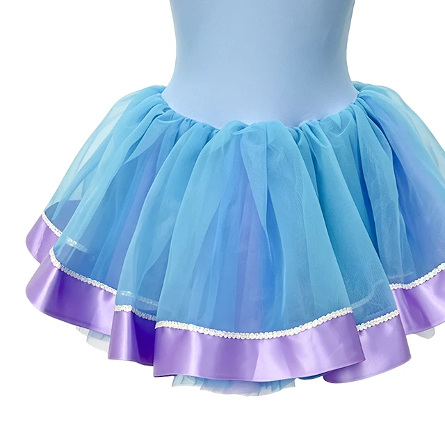 Light Blue Girls Puff Sleeve Princess Ballet Tutu Dress | XGZ0257