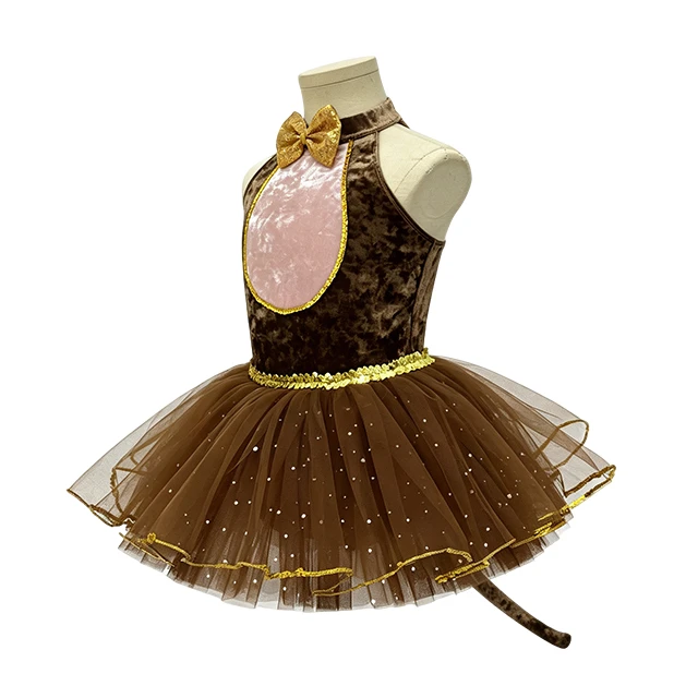 Brown Squirrel Ballet Tutu Dress with Tail | XGZ0284