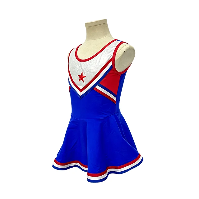 Girls Royal Blue Sleeveless Star Cheerleading Dress | XGZ0276