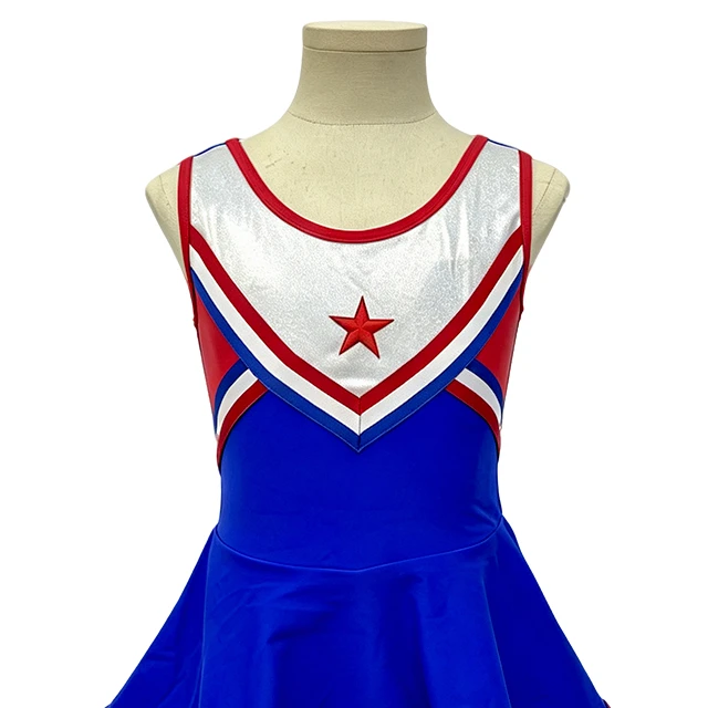 Girls Royal Blue Sleeveless Star Cheerleading Dress | XGZ0276