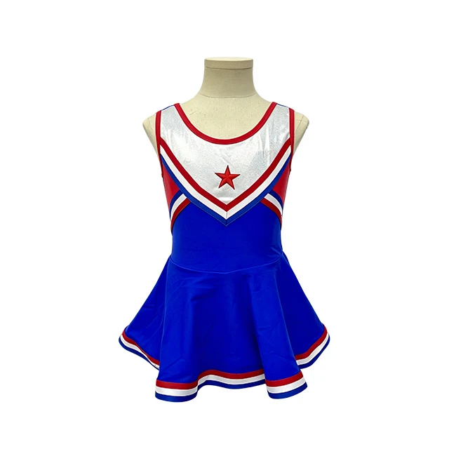 Girls Royal Blue Sleeveless Star Cheerleading Dress | XGZ0276