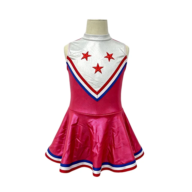 Girls Rose Red Sleeveless Star Cheerleading Dress | XGZ0278
