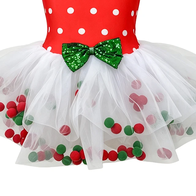 Christmas Red Green Polka Dot Ballet Tutu Dress for Girls | XGZ0293