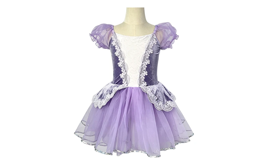 Purple Velvet Lace Ballet Tutu Dress for Girls  | XGZ0251