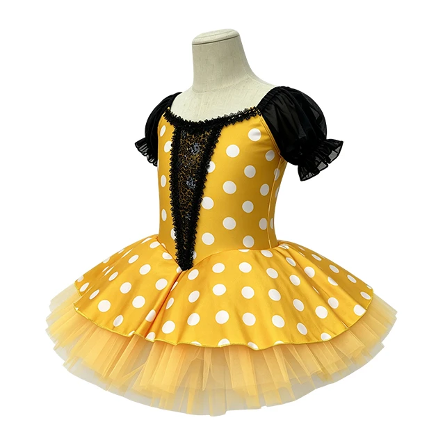 Yellow Polka Dot Girls Ballet Tutu Dress | XGZ0044