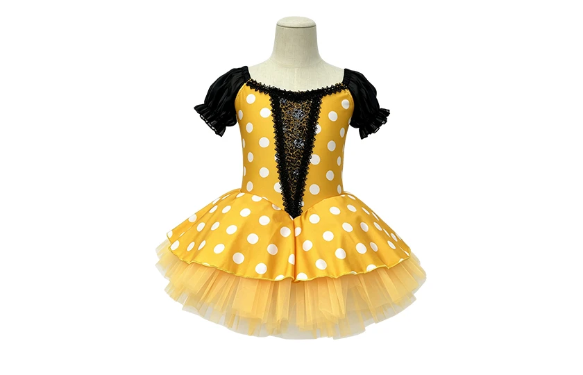 Yellow Polka Dot Girls Ballet Tutu Dress | XGZ0044