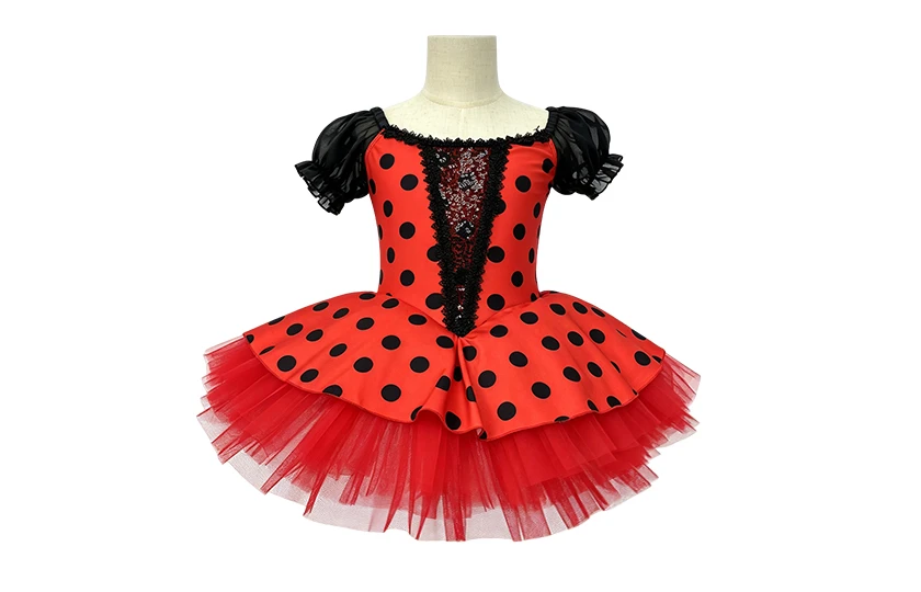 Red Ladybird Polka Dot Girls Ballet Tutu Dress | XGZ0044