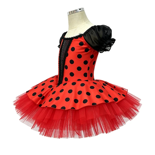 Red Ladybird Polka Dot Girls Ballet Tutu Dress | XGZ0044