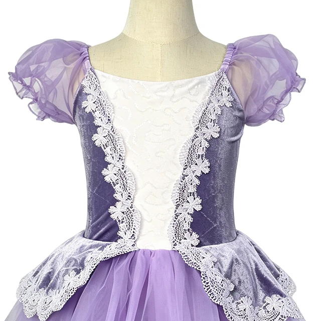 Purple Velvet Lace Ballet Tutu Dress for Girls  | XGZ0251