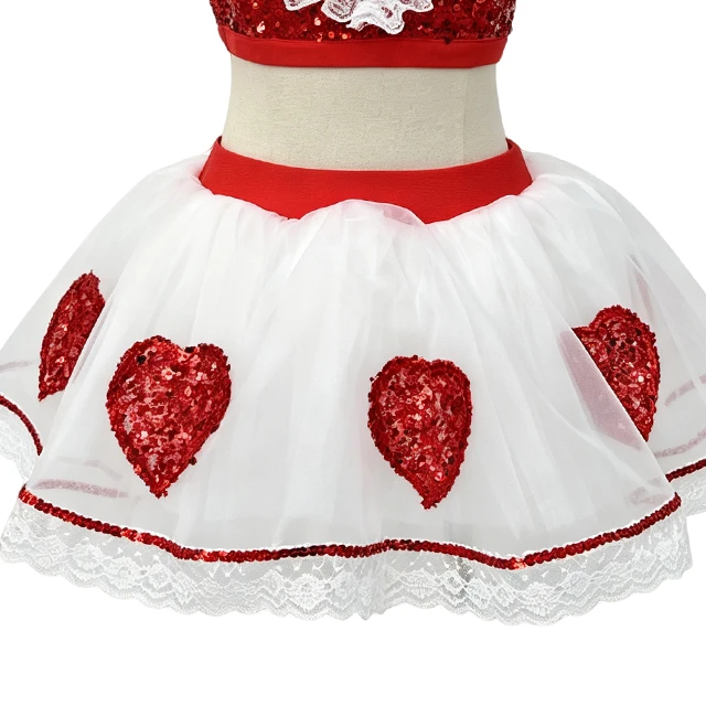 Red Sequin Heart 2-Piece Tutu Outfit for Girls | XGZ0275