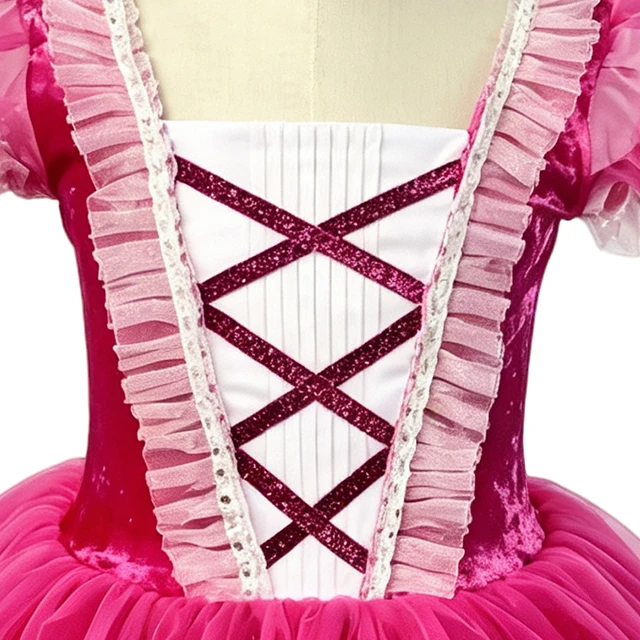 Fuchsia Crisscross Lace Girls Ballet Tutu Dress | XGZ0256