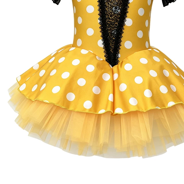 Yellow Polka Dot Girls Ballet Tutu Dress | XGZ0044