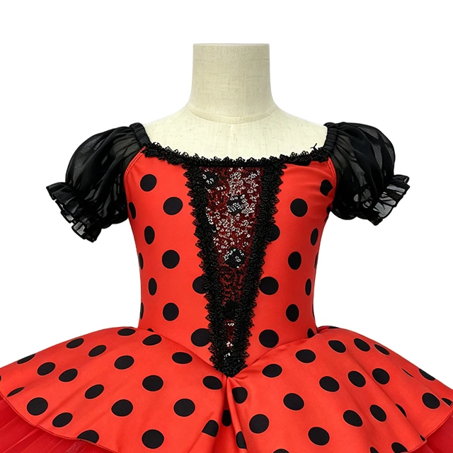 Red Ladybird Polka Dot Girls Ballet Tutu Dress | XGZ0044