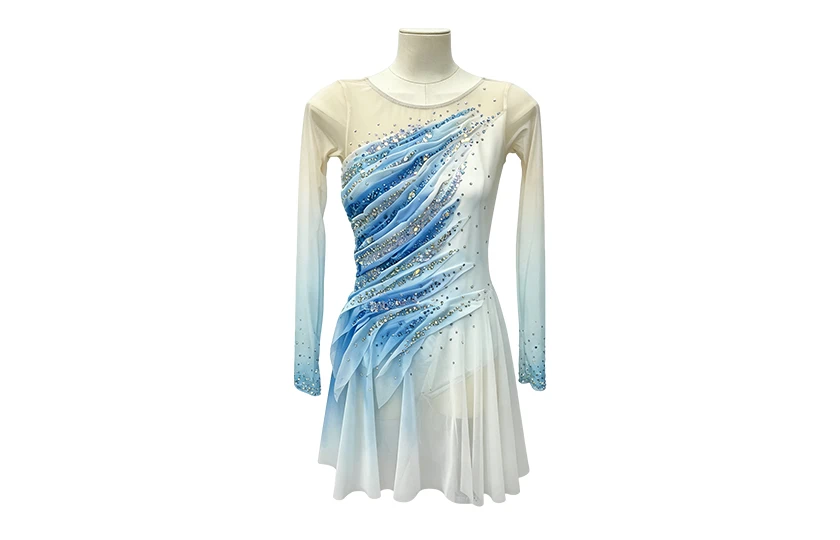 Blue Gradient Rhinestone Handmade Gymnastics Leotard|G125