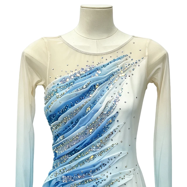 Blue Gradient Rhinestone Handmade Gymnastics Leotard|G125