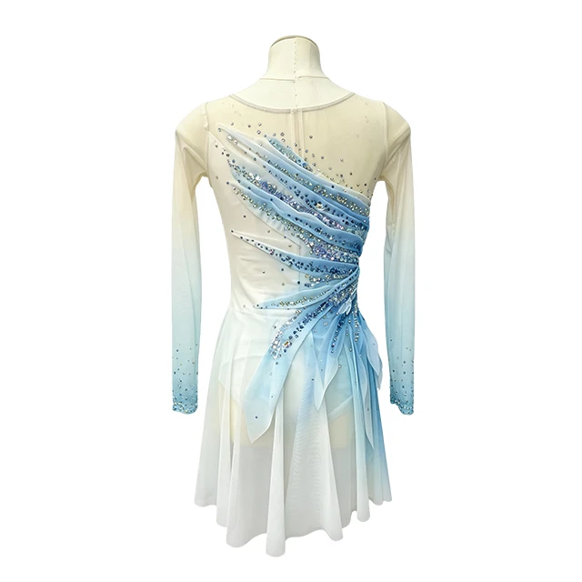 Blue Gradient Rhinestone Handmade Gymnastics Leotard|G125