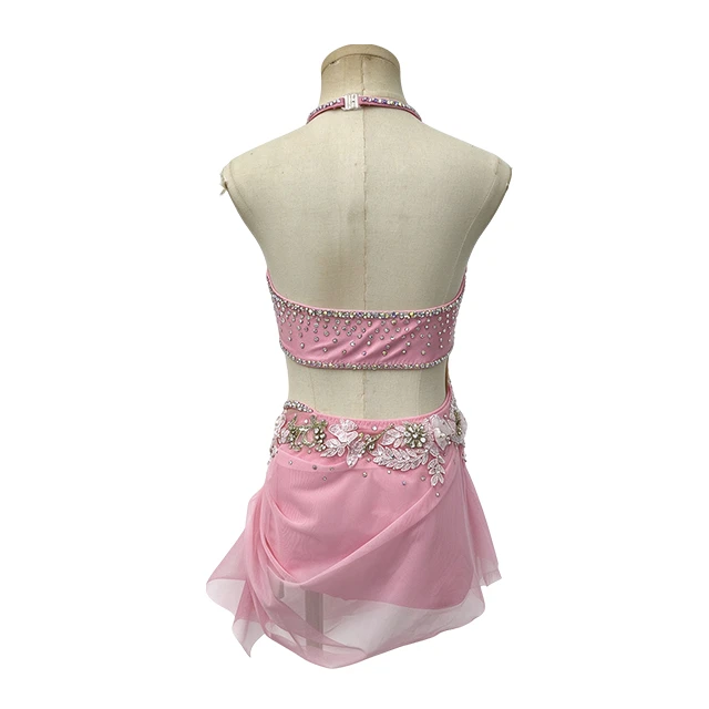 Pink Rhinestone Halter-neck Contemporary Lyrical Dance|G128