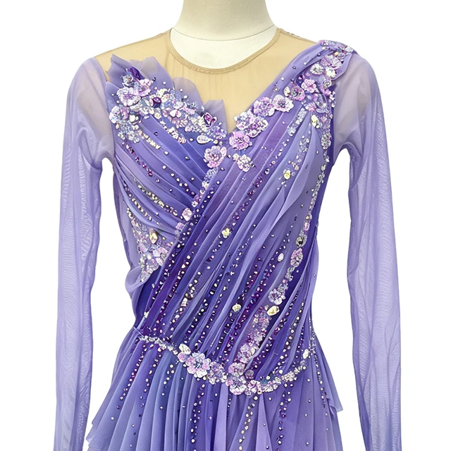 Lyrical Rhinestone Figure Skating Long Sleeve Dress