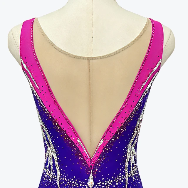 Gradient Color Rhinestone Gymnastics Figure Skating Leotard|G90