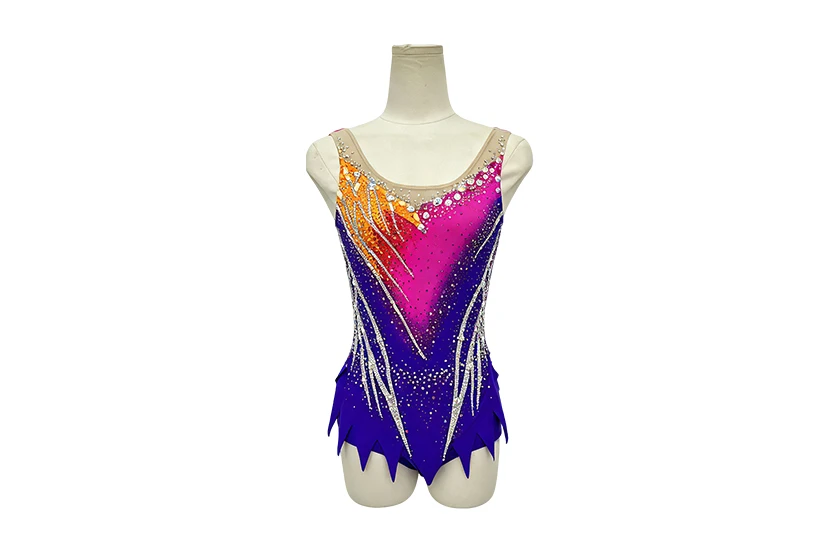 Gradient Color Rhinestone Gymnastics Figure Skating Leotard|G90