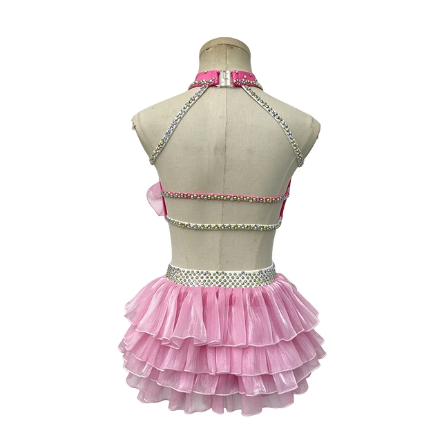Pink Rhinestone 2 Pieces Flower Lyrical Dance Costume|G118