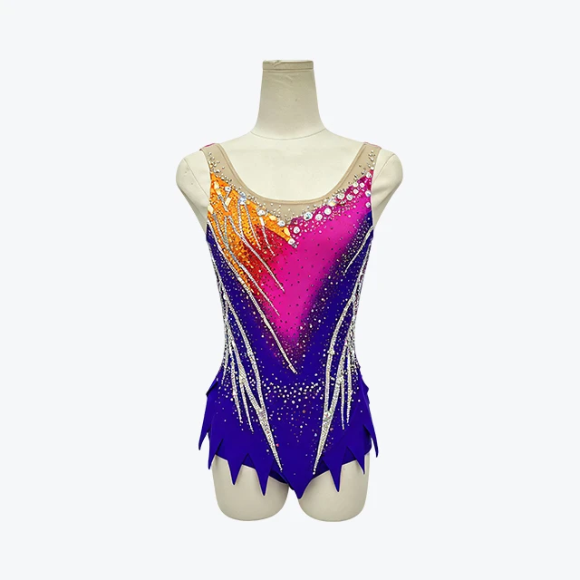 Gradient Color Rhinestone Gymnastics Figure Skating Leotard|G90