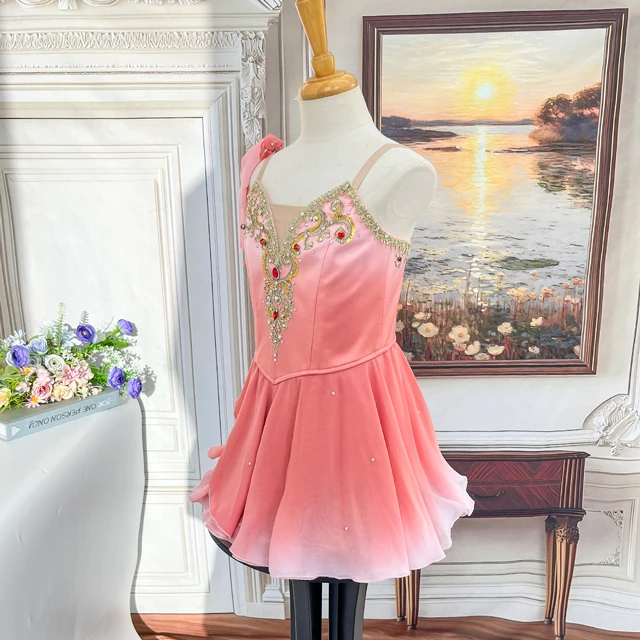 Pink Gradient Cupid Ballet Costume Rhinestone Embellished Romantic Ballet Competition Dress|BLC2070