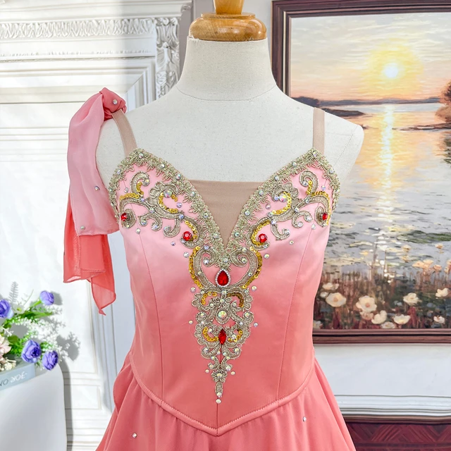 Pink Gradient Cupid Ballet Costume Rhinestone Embellished Romantic Ballet Competition Dress|BLC2070