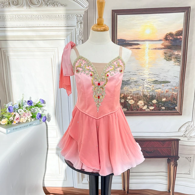 Pink Gradient Cupid Ballet Costume Rhinestone Embellished Romantic Ballet Competition Dress|BLC2070