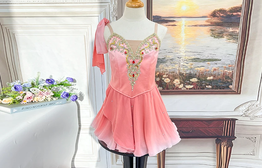Pink Gradient Cupid Ballet Costume Rhinestone Embellished Romantic Ballet Competition Dress|BLC2070