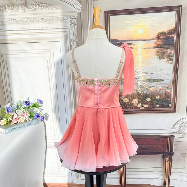 Pink Gradient Cupid Ballet Costume Rhinestone Embellished Romantic Ballet Competition Dress|BLC2070