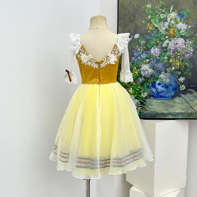 Yellow Romantic Peasant Ballet Tutu Dress Professional Ballet Performance Costume for Girls Women|BL