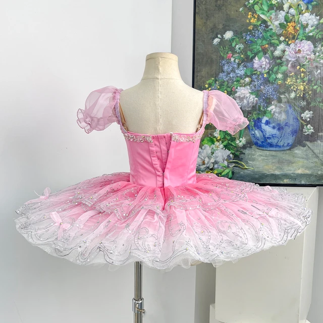 Pink Professional Ballet Tutu Dress Puff Sleeve Ballet Performance Costume for Girls Competition|BLT