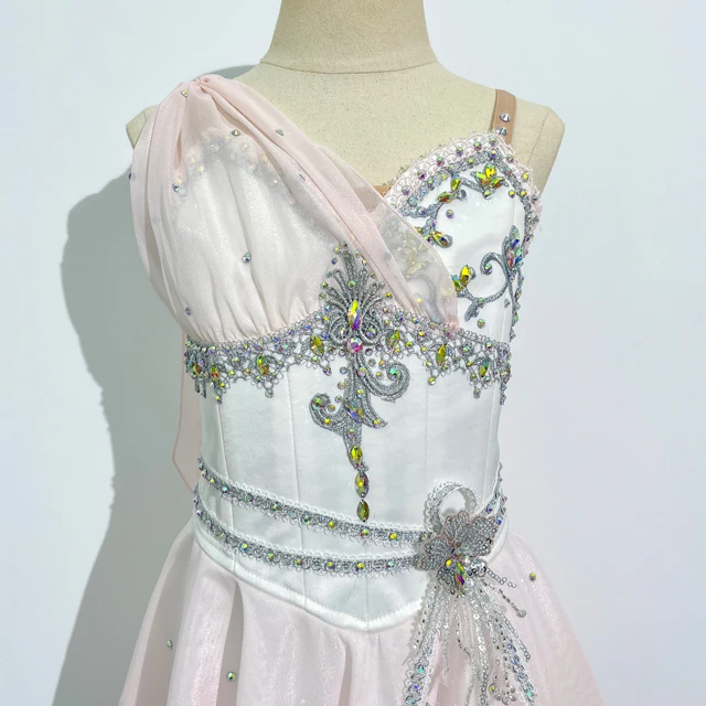 Pink White Cupid Ballet Performance Costume Rhinestones|BLC1854